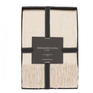 Magaschoni 100% Cashmere Throw in Oatmeal Heather